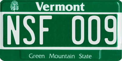 VT license plate NSF009