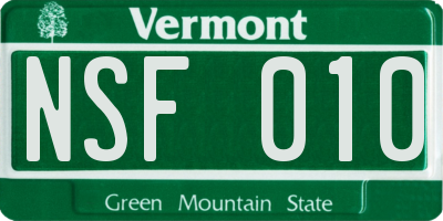VT license plate NSF010