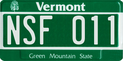 VT license plate NSF011