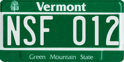 VT license plate NSF012