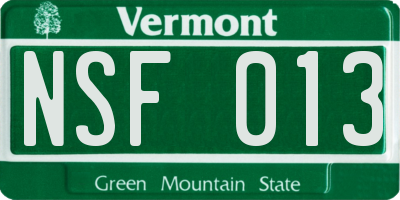 VT license plate NSF013