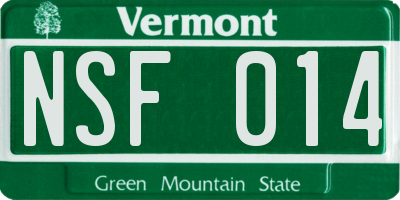 VT license plate NSF014