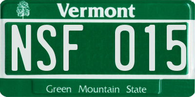 VT license plate NSF015