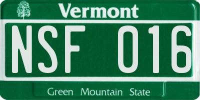VT license plate NSF016