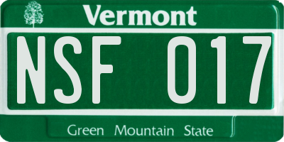VT license plate NSF017