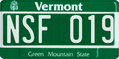 VT license plate NSF019