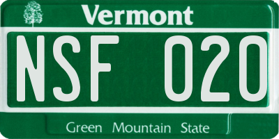 VT license plate NSF020