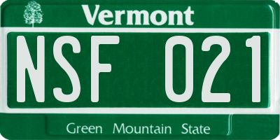 VT license plate NSF021