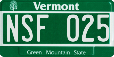 VT license plate NSF025