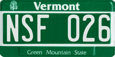 VT license plate NSF026