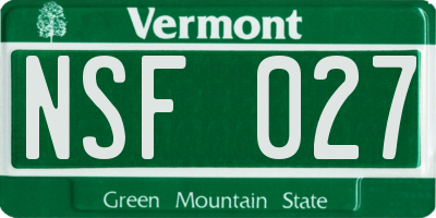 VT license plate NSF027