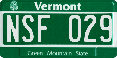 VT license plate NSF029