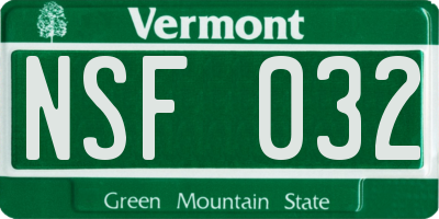 VT license plate NSF032