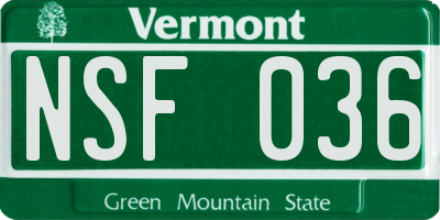 VT license plate NSF036