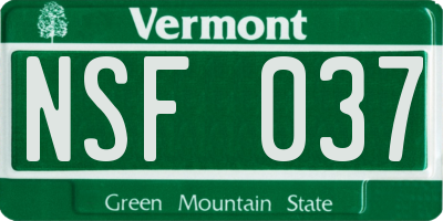 VT license plate NSF037