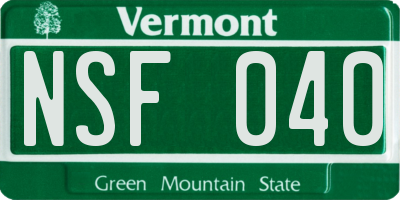 VT license plate NSF040