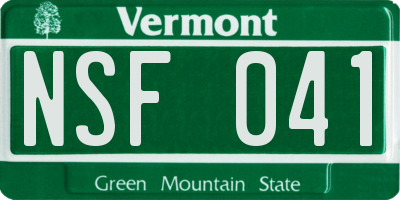 VT license plate NSF041