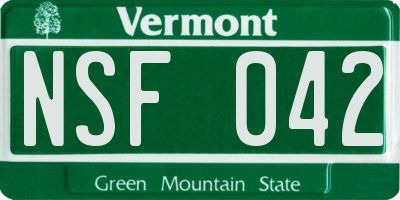 VT license plate NSF042
