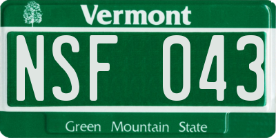 VT license plate NSF043