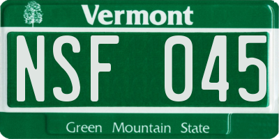 VT license plate NSF045