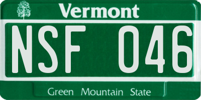 VT license plate NSF046