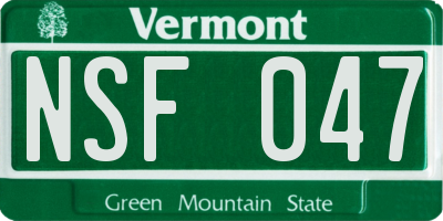 VT license plate NSF047