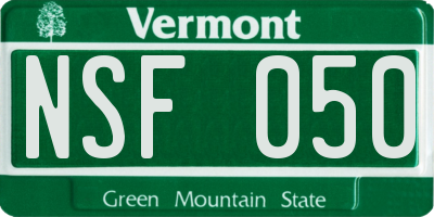 VT license plate NSF050