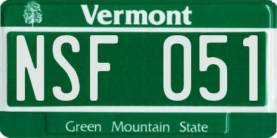 VT license plate NSF051