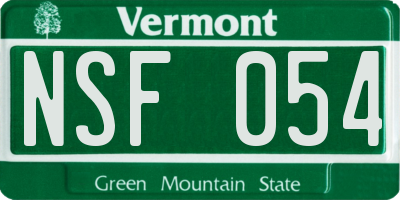 VT license plate NSF054