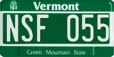 VT license plate NSF055