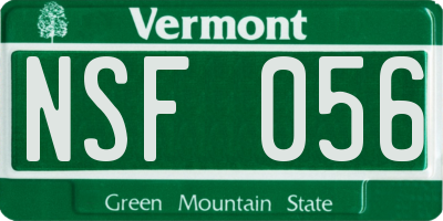 VT license plate NSF056