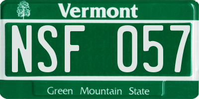 VT license plate NSF057