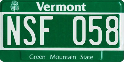 VT license plate NSF058