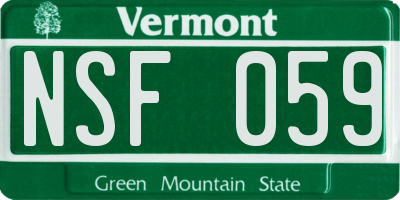 VT license plate NSF059