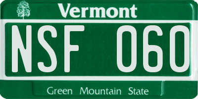 VT license plate NSF060