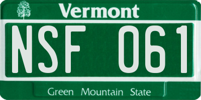VT license plate NSF061