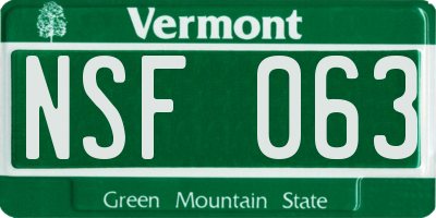VT license plate NSF063