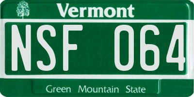 VT license plate NSF064