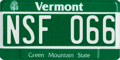 VT license plate NSF066