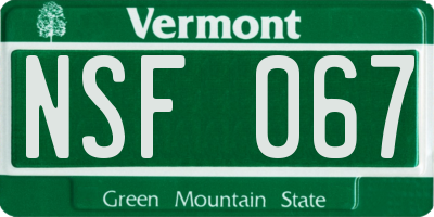 VT license plate NSF067