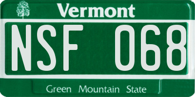 VT license plate NSF068