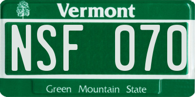 VT license plate NSF070