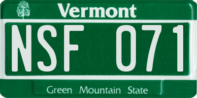 VT license plate NSF071