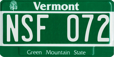 VT license plate NSF072