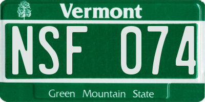 VT license plate NSF074