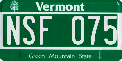 VT license plate NSF075