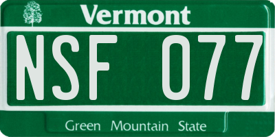 VT license plate NSF077