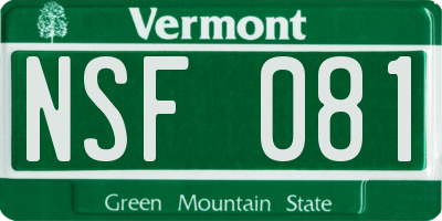 VT license plate NSF081