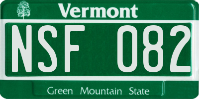 VT license plate NSF082