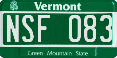 VT license plate NSF083
